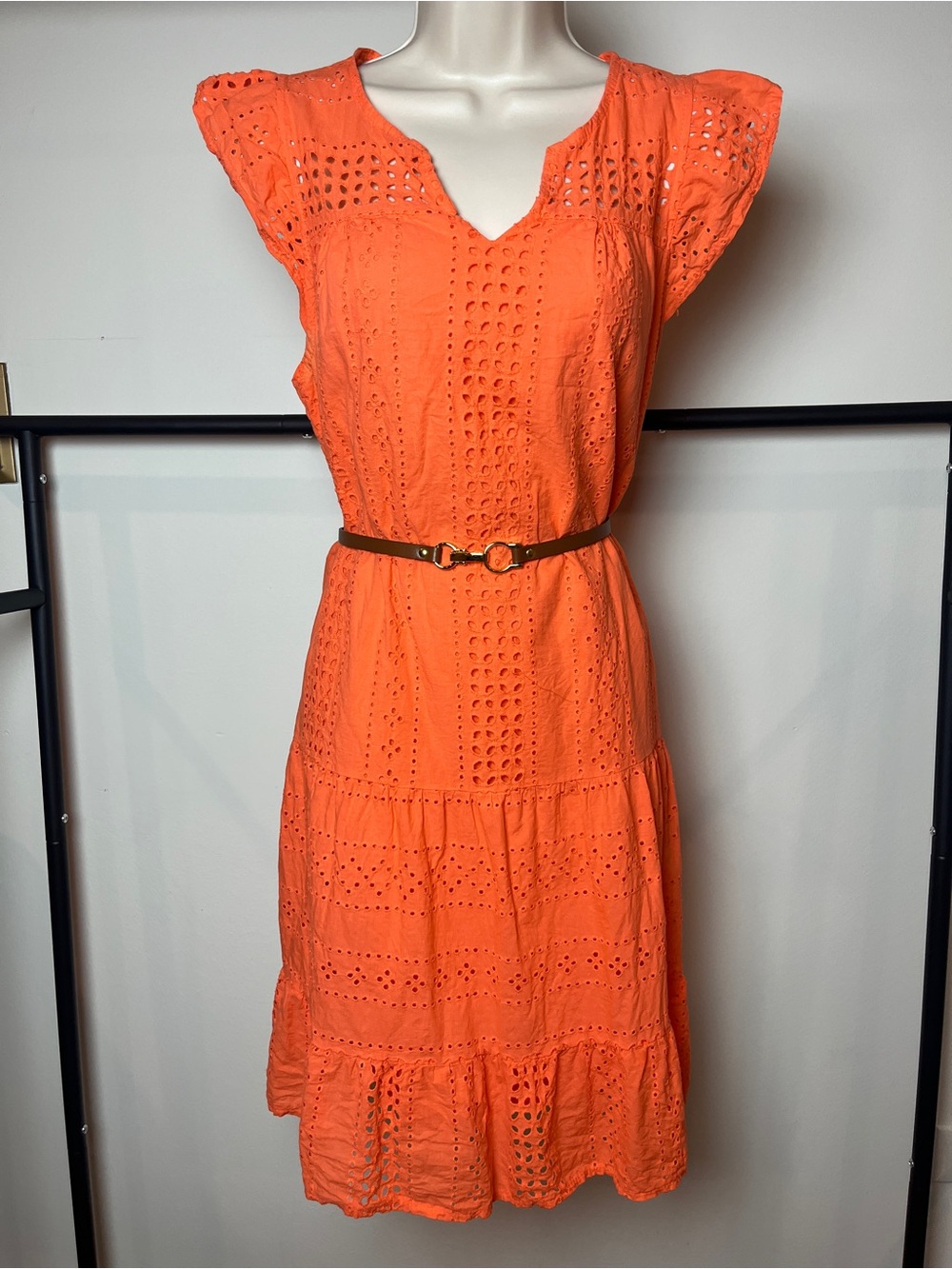 Eyelet Midi Dress Medium Cottagecore Italian Summer Flutter Made in Italy